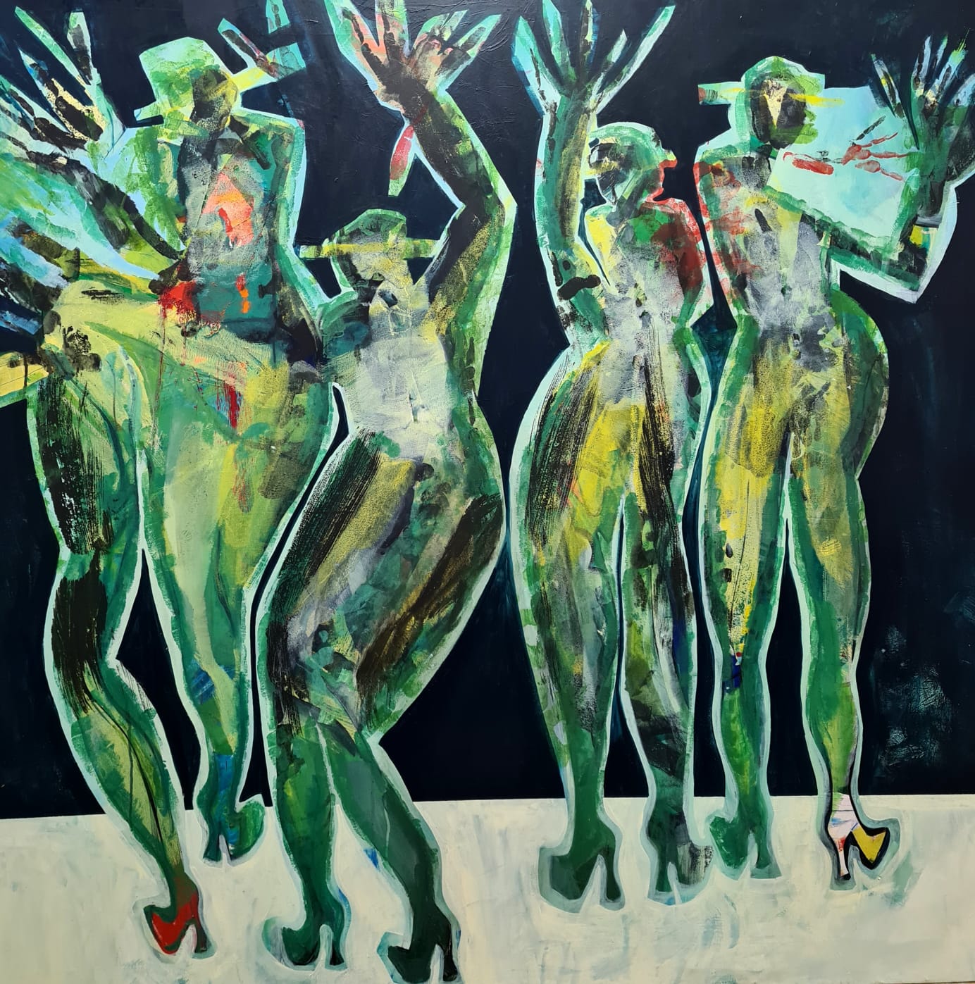 Boite de nuit, acrylique sur toile, 150x150 cm