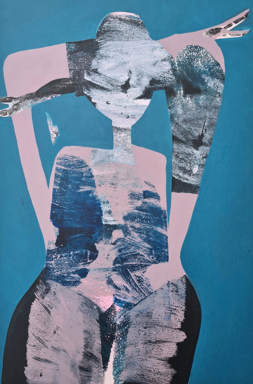 Sommeil bleu, acrylique sur toile, 38x59 cm