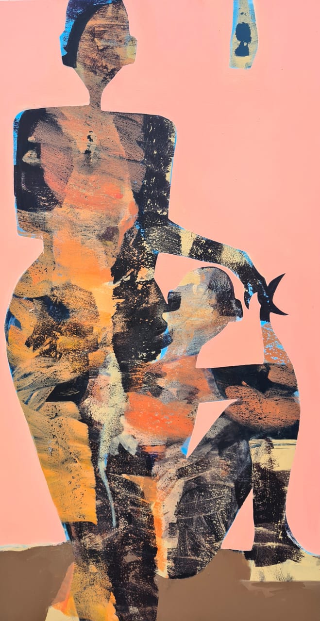 ciel bonbon, acrylique sur toile, 92x50 cm