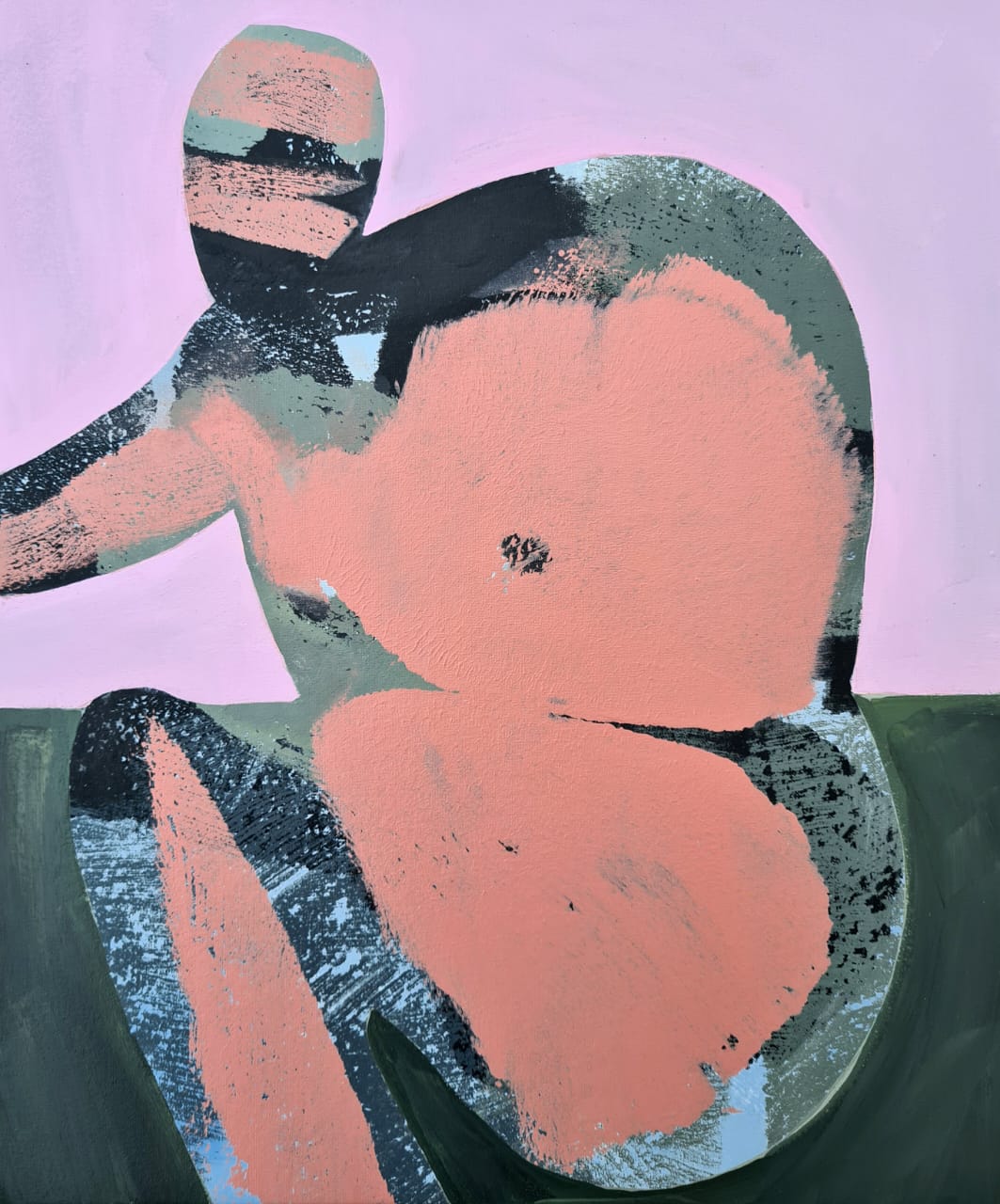 cycliste au sac à dos, acrylique sur toile, 38x32 cm